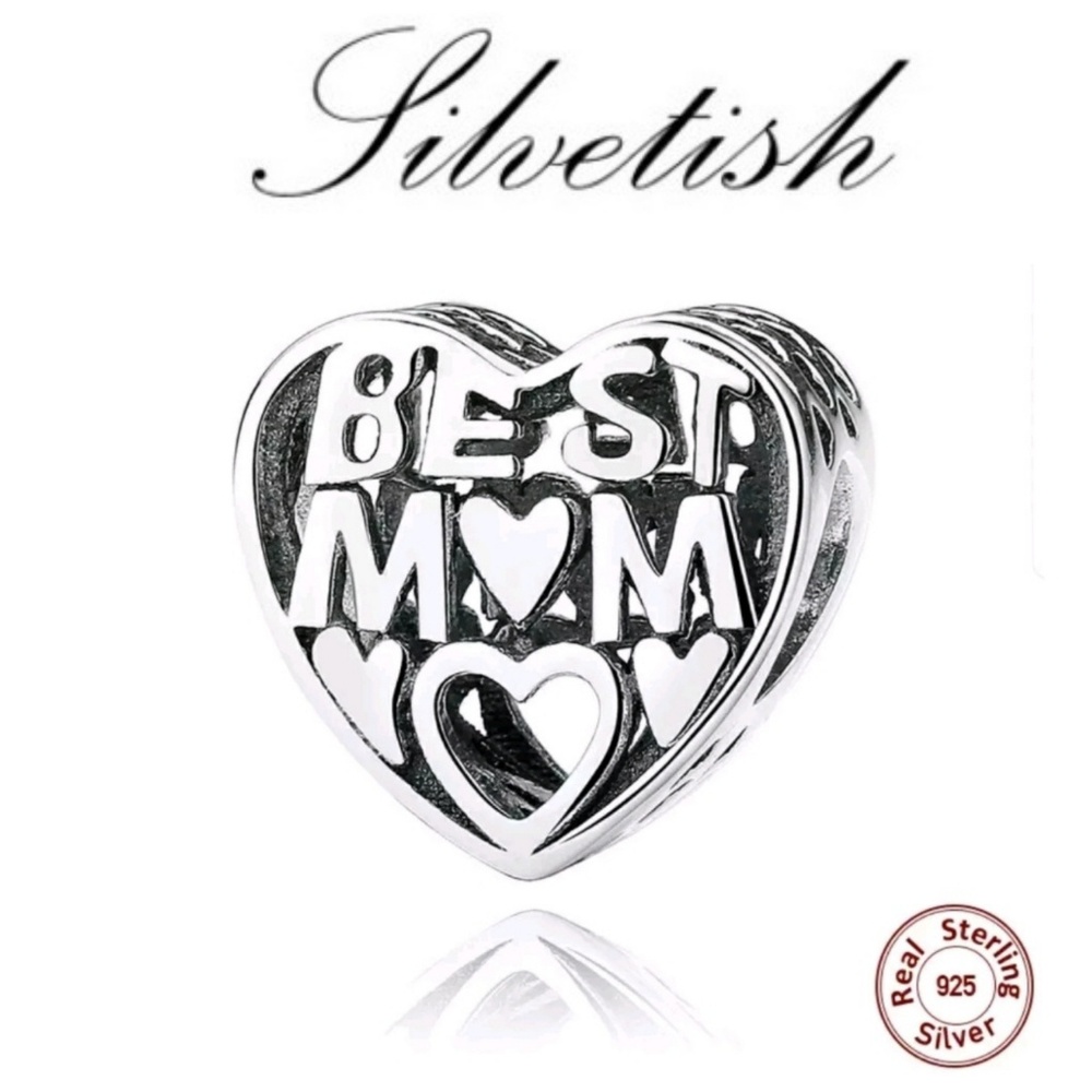 Silvetish Sterling Silver Best Mom Charm w/GB